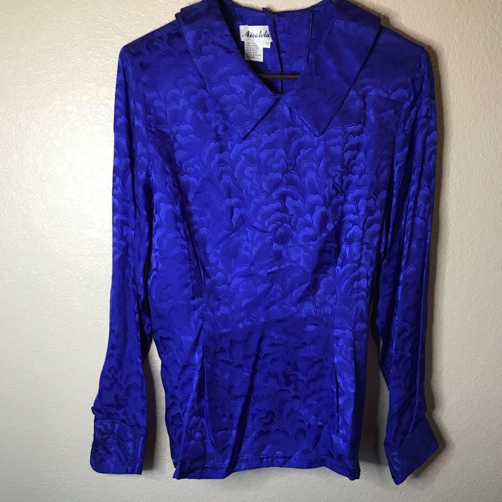 Nicoleta Purple Patterned Long Sleeve Blouse